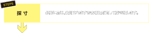 STEP5 採寸 必要に応じ、着用されますお客様と対面して採寸致します。